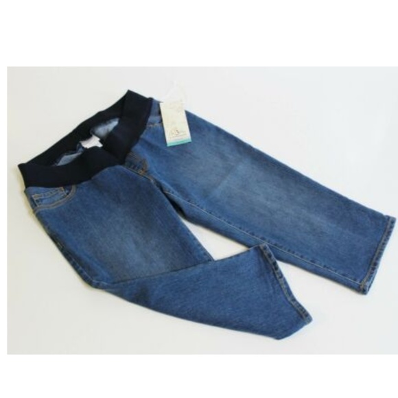 Maternity Denim Blue Jean Capri Pants Size S Small 4 6 - Picture 2 of 4